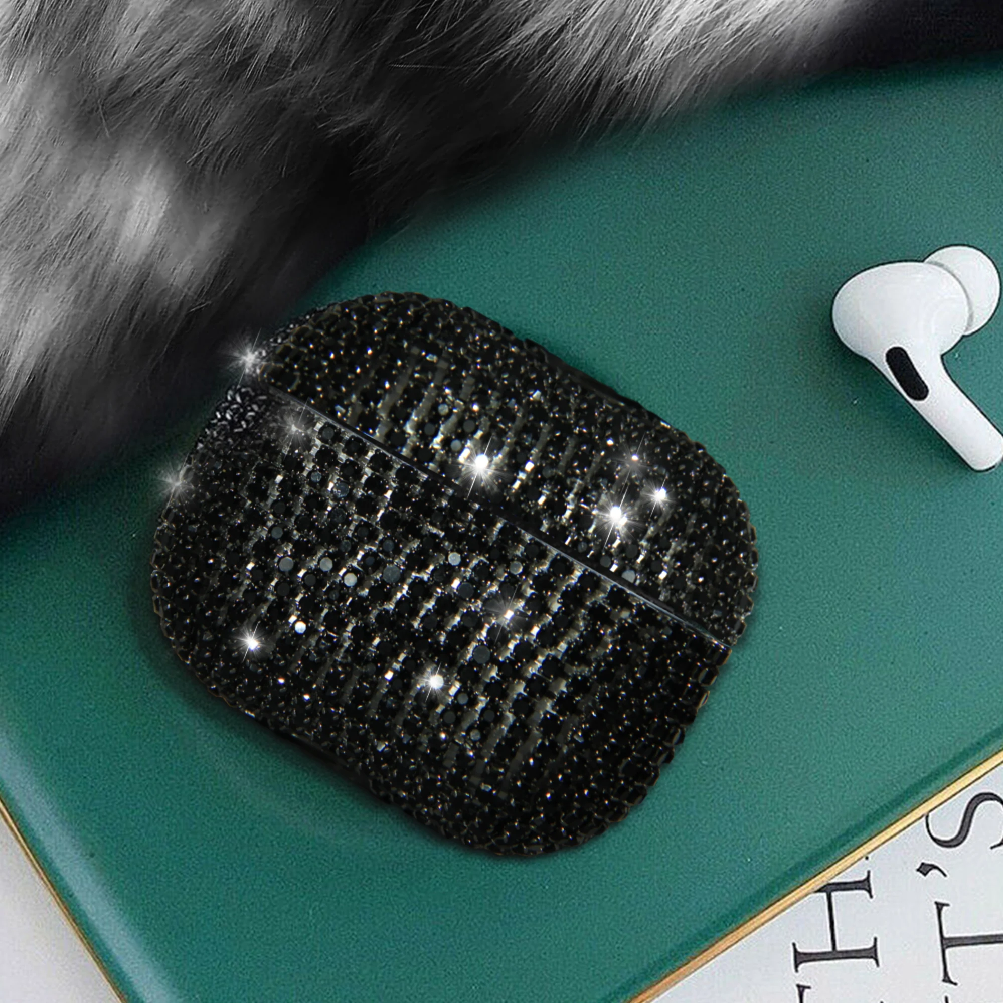  Women Fashion Hot Full Protective Pink Diamonds Shiny Bling Glitter TPU Airpods Case Cover for 3