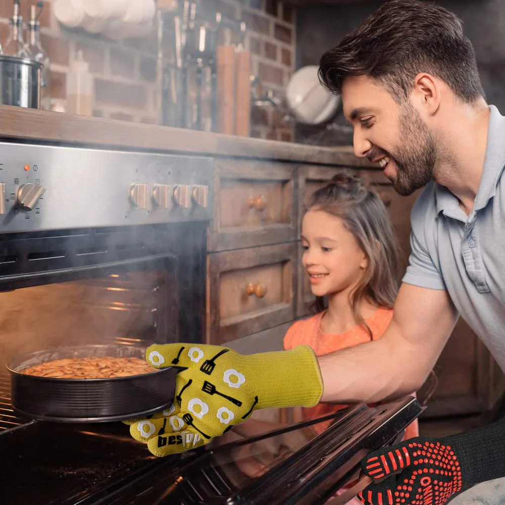 Seeway Heat Resistant Home kitchen Silicone Oven Mitt Silicone Oven Gloves BBQ chef Cooking Grill Gloves