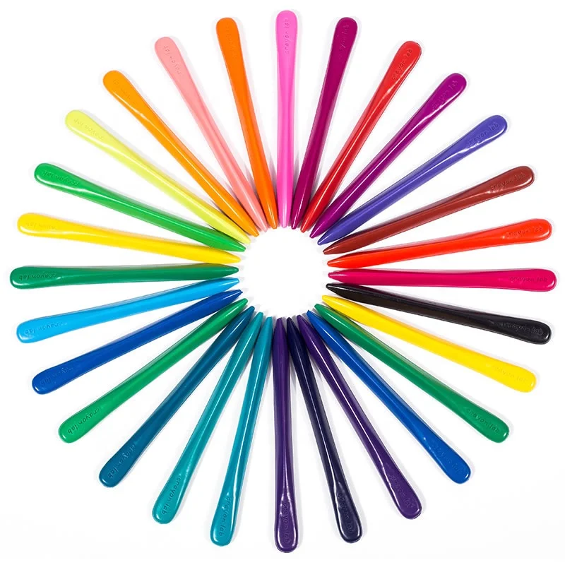 24pcs crayons in bulk non toxic plastic triangle crayons set for kids