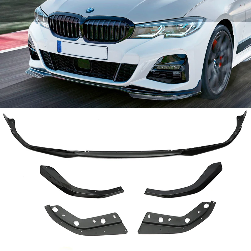 3PCS M Performance Car Front Bumper Splitter Lip Spoiler Diffuser Cover Guard Body Kit For BMW 3 Series G20 G28 2019 2020 2021