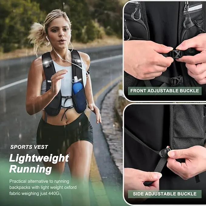 Custom Logo Reflective LED  Sports Running Vest Lightweight Vest with Backpack