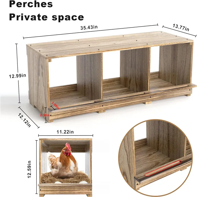Nesting Boxes for Chickens, Wooden Chicken Nesting Box, Wall-Mounted Laying Eggs Nest Box for Chickens