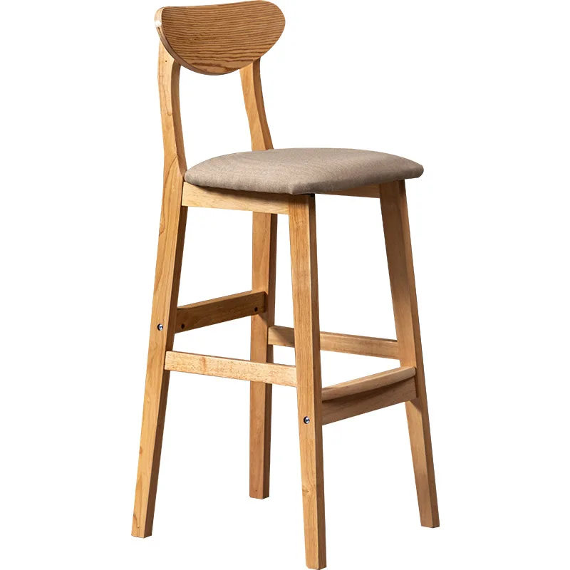 Hot Sell Solid Wood Bar Modern Simple Backrest Chair Bar Chair Milk Tea Store Front Bar Stool Nordic High Chair CH-436