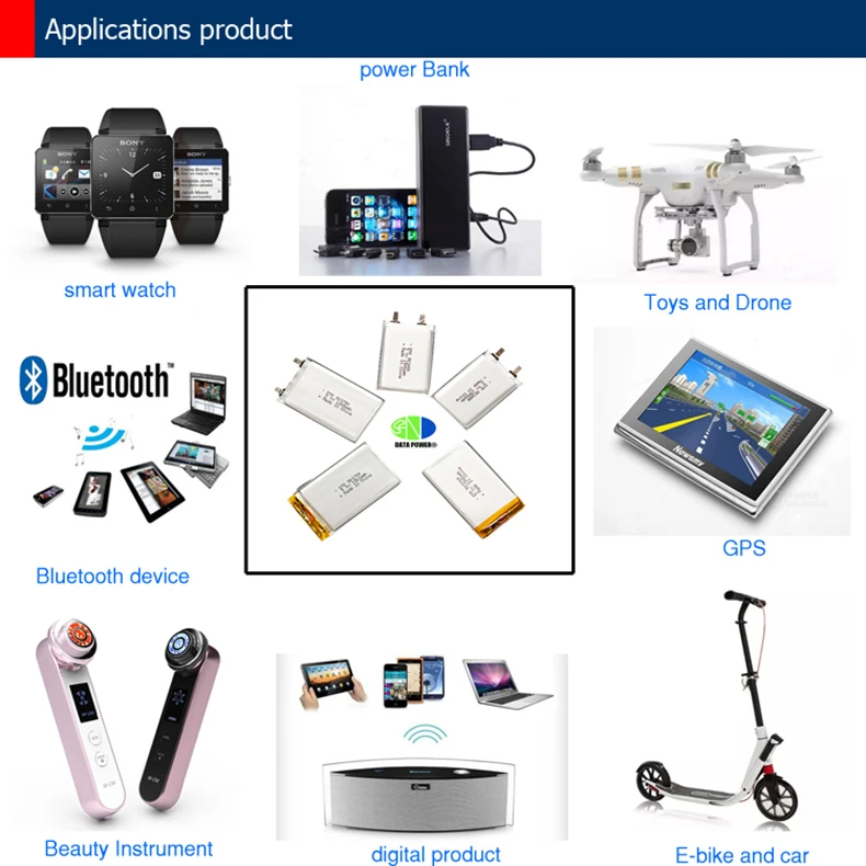 Custom 3.7 v Rechargeable Li-po Li Polymer Batteries KC Lipo Battery 3.7v 1600mah