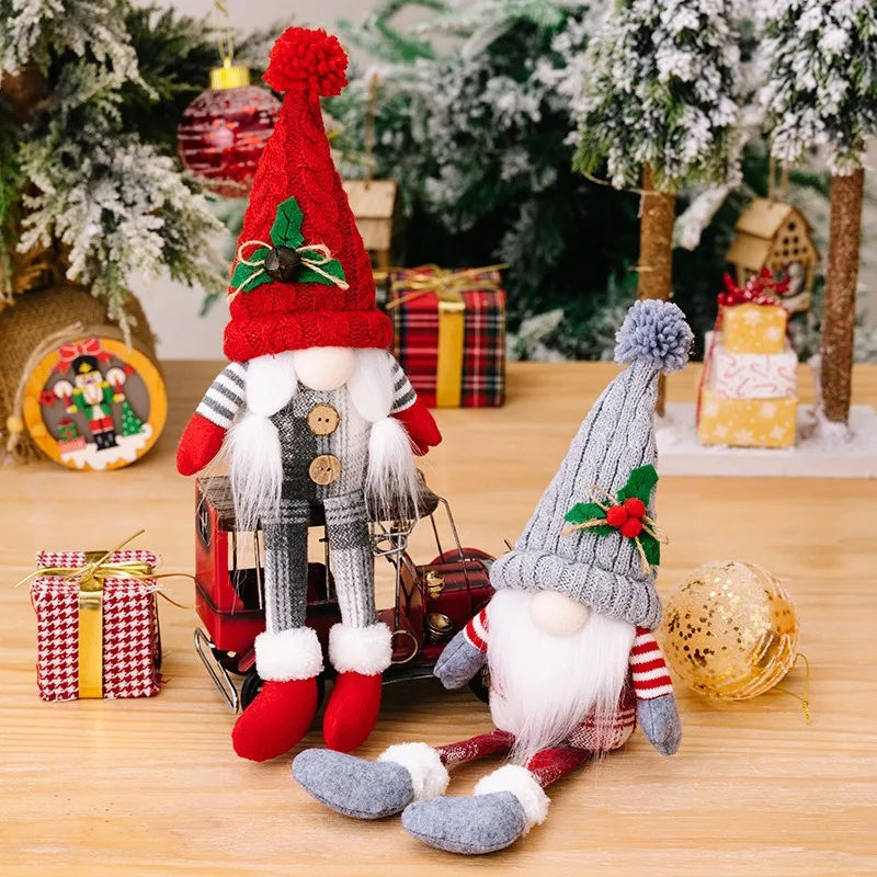 2025 Christmas Ornament Gifts Gnomo De Navidad Couple Faceless Doll Striped Hat Rudolph Dwarf Hold Xmas Tree Gnome Plush Toy
