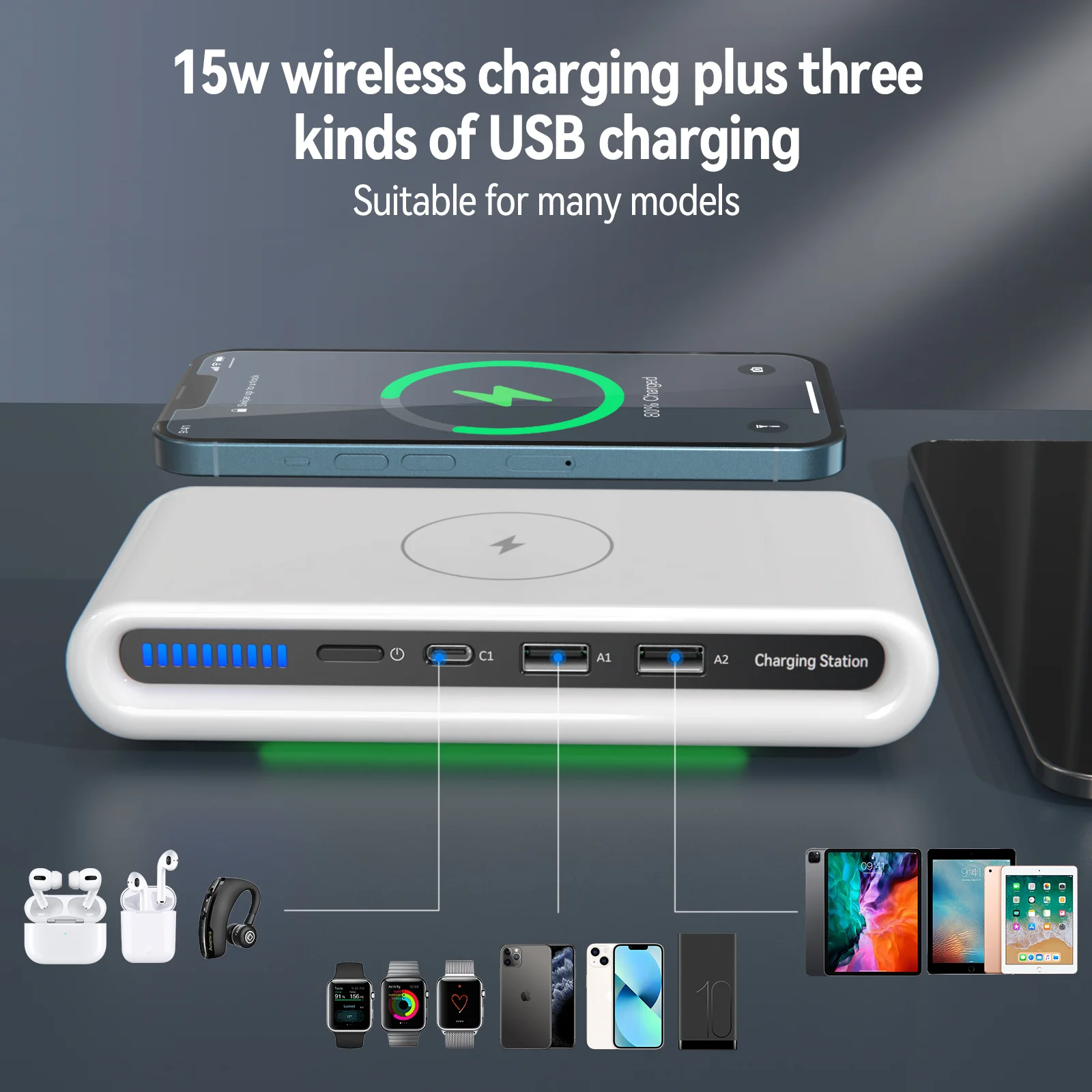 hot sale amazon charger station with cords bottles multifunction chargers usb hubs for iphone samsung xiaomi