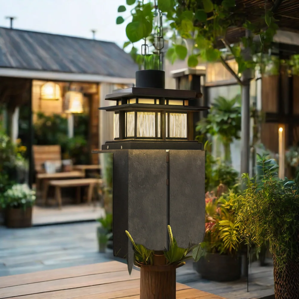 Waterproof Outdoor LED Column Lamp for Courtyard New Chinese Garden Solar Villa Gate Lamp Garden Villa Column Lamp