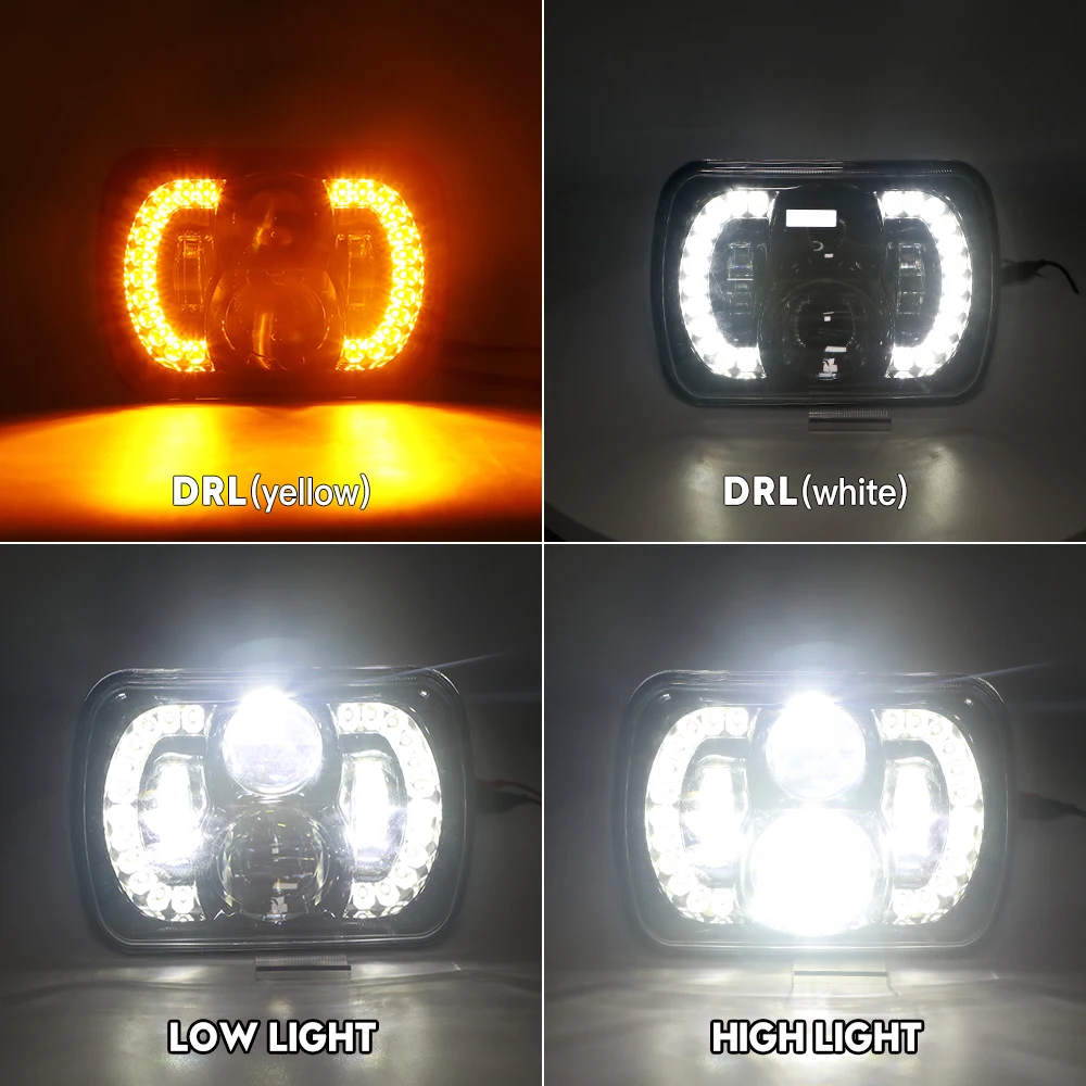 LOYO Factory Newest 5x7 Diamond headlight 60W 7inch faros 7 pulgadas square headlight