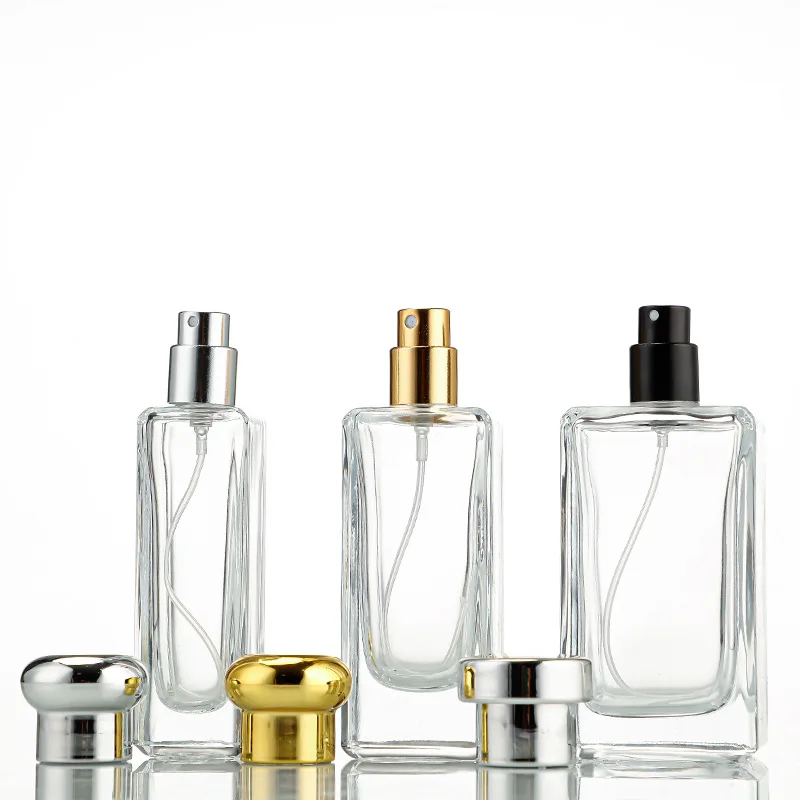 MUB Empty Jo malone High Clear Square 30ml 50ml 100ml Crimp Glass Perfume Bottle High Grade Clamp Parfum Glass Bottle