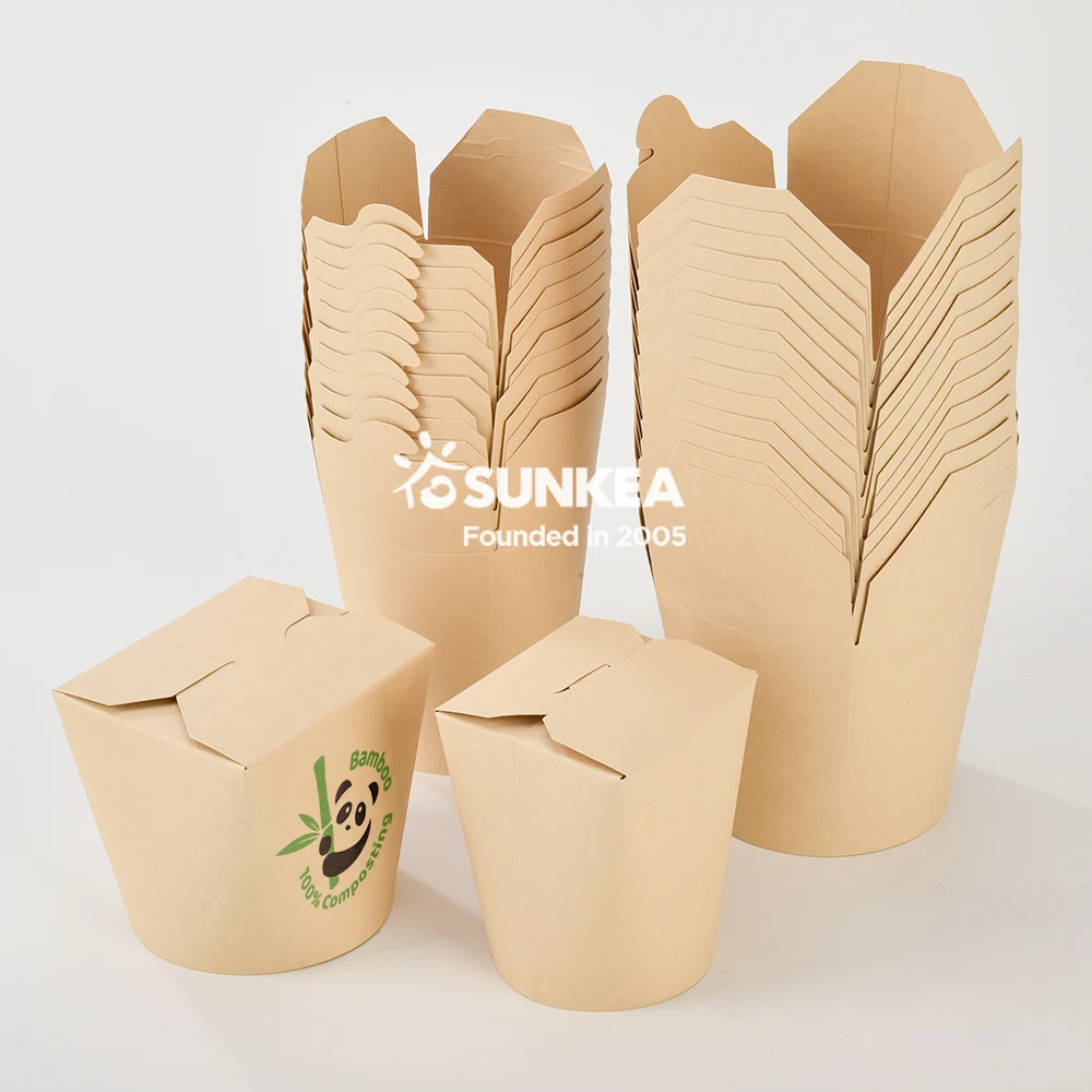 Disposable custom printed logo Bamboo Noodle pasta paper box / Asian food pail