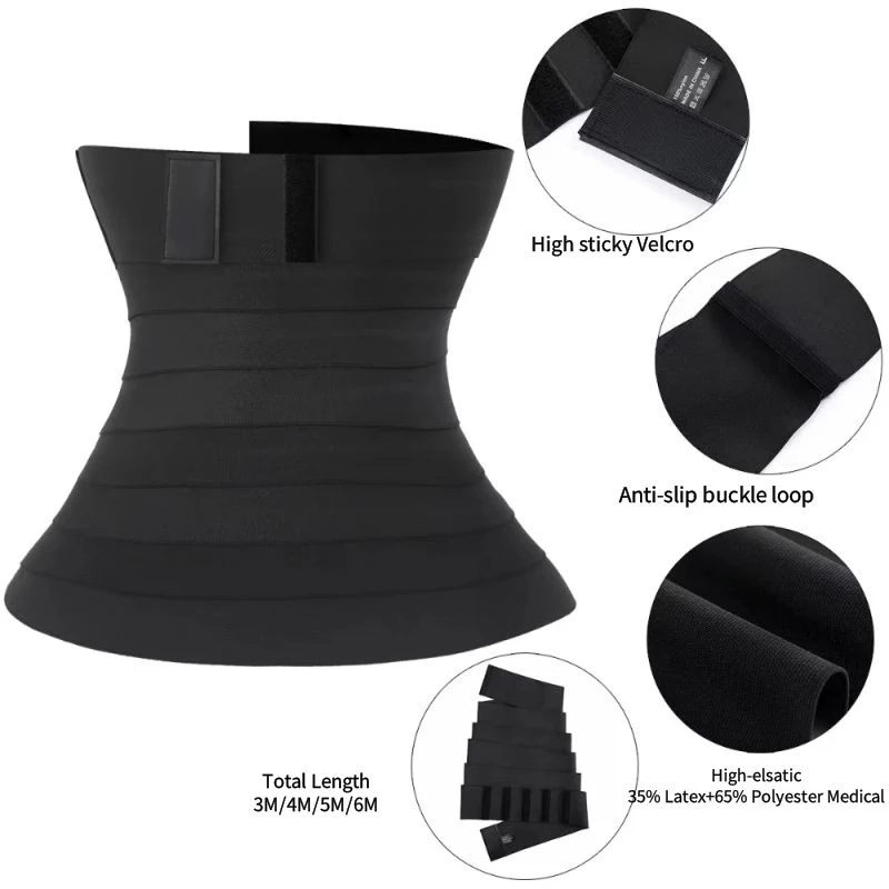 Compress Postpartum Tummy Belly  Bandage Wrap Latex Waist Trainer Shaper Waist Trimmer  Belt  for Women