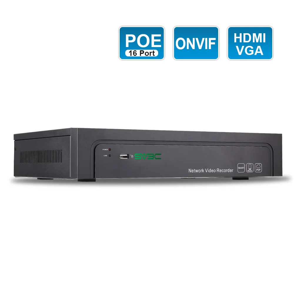 SV3C 5 Megapixel H.265+ Camera 16 Channel Security Camera System NVR POE