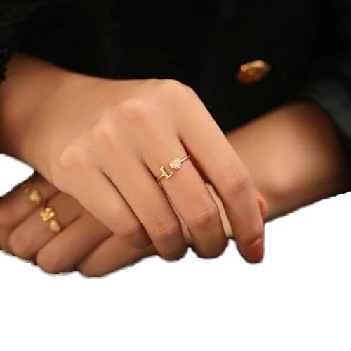 MY Jewelry Adjustable Micro Pave Copper Zirconia Cubics  Diamond Heart Butterfly Ring Fashionable OpenJewelry Wedding Gift