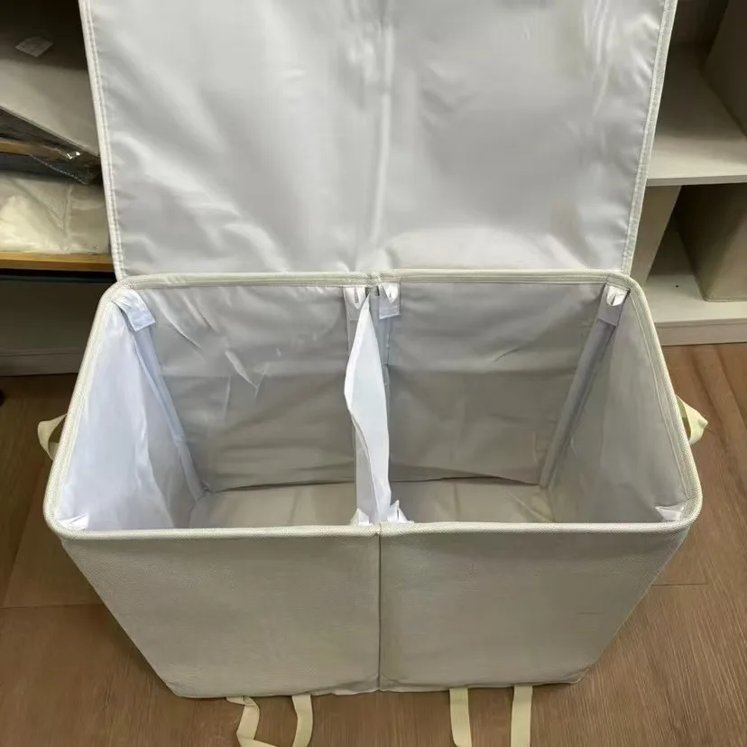 2024 new double-compartment laundry basket with lid detachable laundry storage bag dirty laundry basket