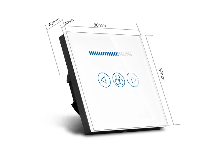 MakeGood EU 1Gang Touch Fan Speed Switch with Glass Panel Smart Fan Switch