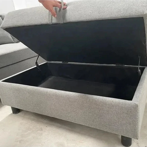 Manufactured Modular Sectional Custom Fabric Soft Sofa Solid Wood sofa set furniture With Storage Ottoman