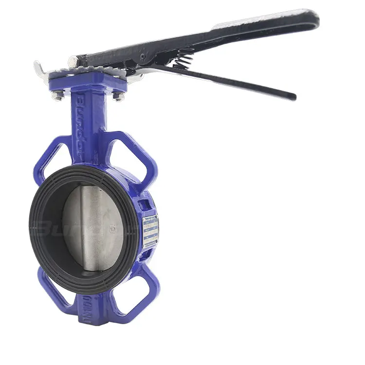 Bundor DN100 PN10 ductile iron wafer butterfly valve EPDM seated pinless wafer end type butterfly valve