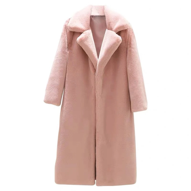 OEM Service Custom Women Winter Faux Rabbit Fur Jacket Cheap Faux Fur Trench Coat for Girls