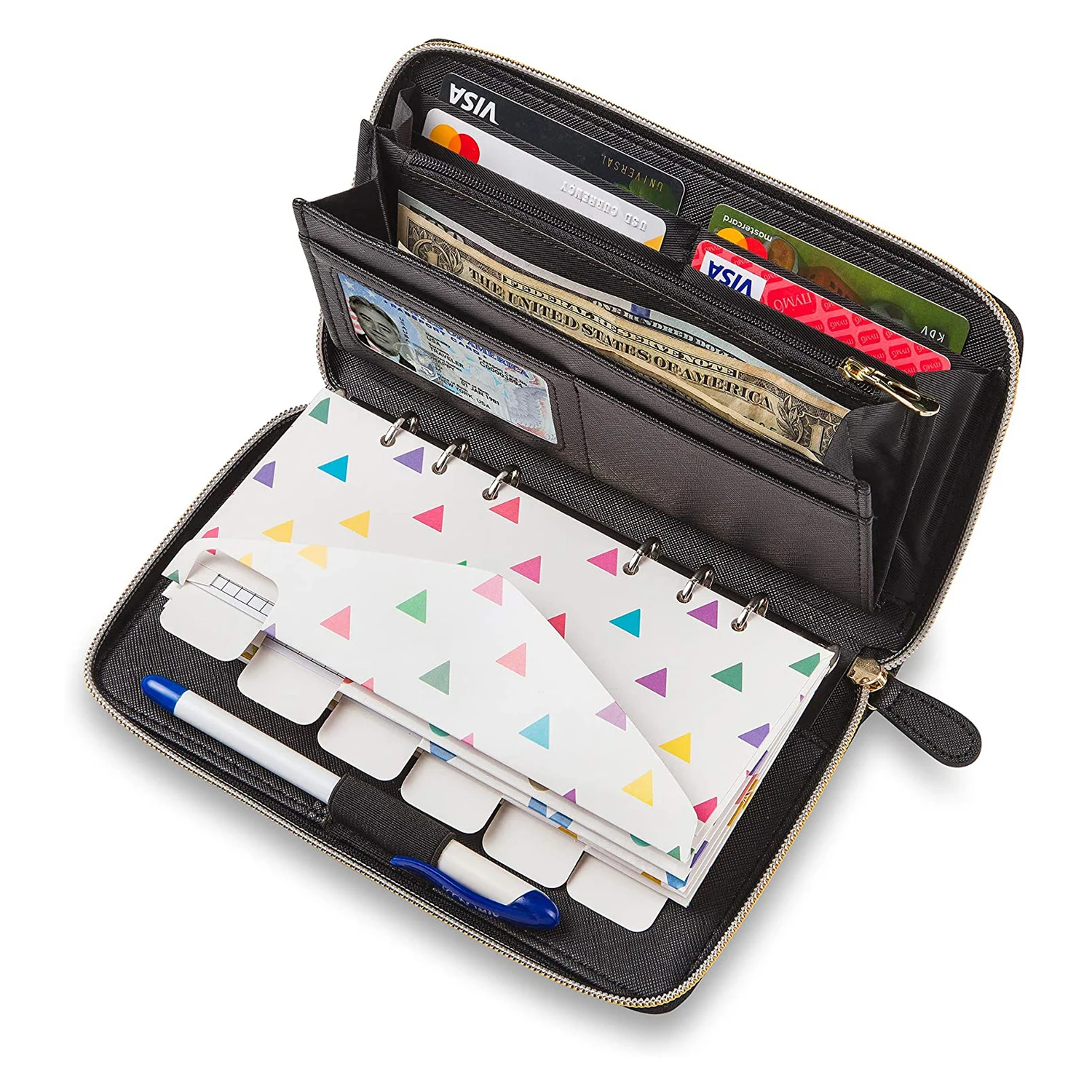 Custom Ladies Long Wallet Zip Around Cash Budget Wallet PU Leather Cash Envelop Women Wallet