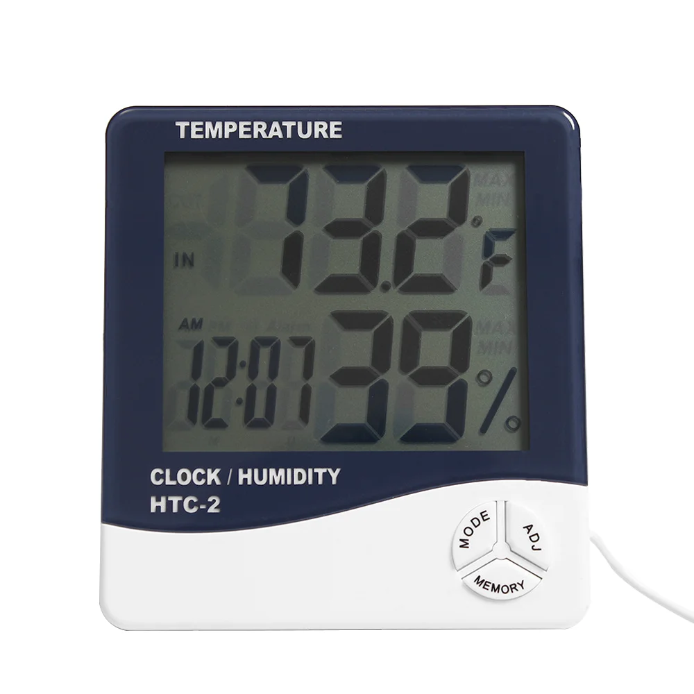 Clock Hygrometer Temperature-Humidity-Meter Weather-Station HTC-2 Electronic Thermometer