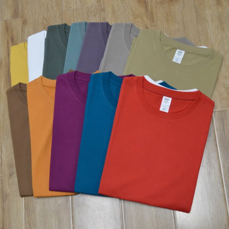 High fashion custom logo printed tshirts 250gsm mens heavyweight basic plain men soft cotton tshirt