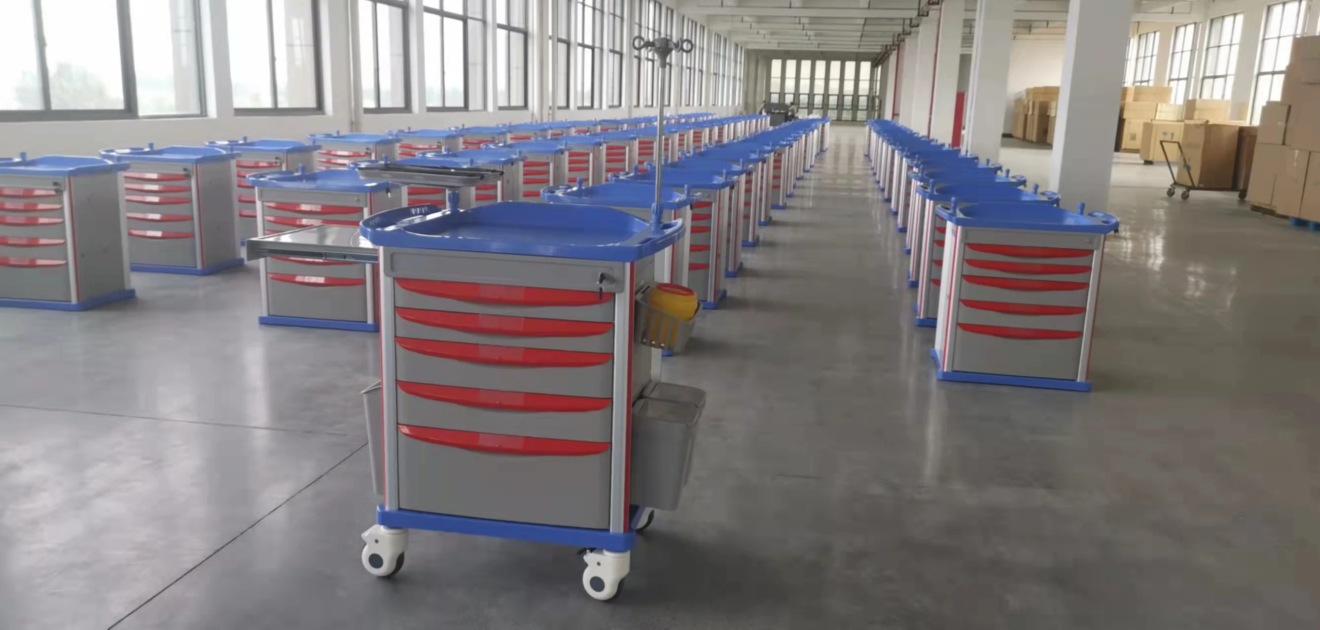 China Factory Direct Sale Medical Furniture ABS Nursing Cart Emergency Trolley for hospital using