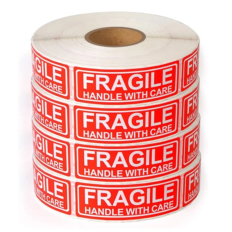Red FRAGILE Warning Labels Stickers Used for Shipping and Packaging Stickers with Care and Caution Rectangular 2.5*7.5cm