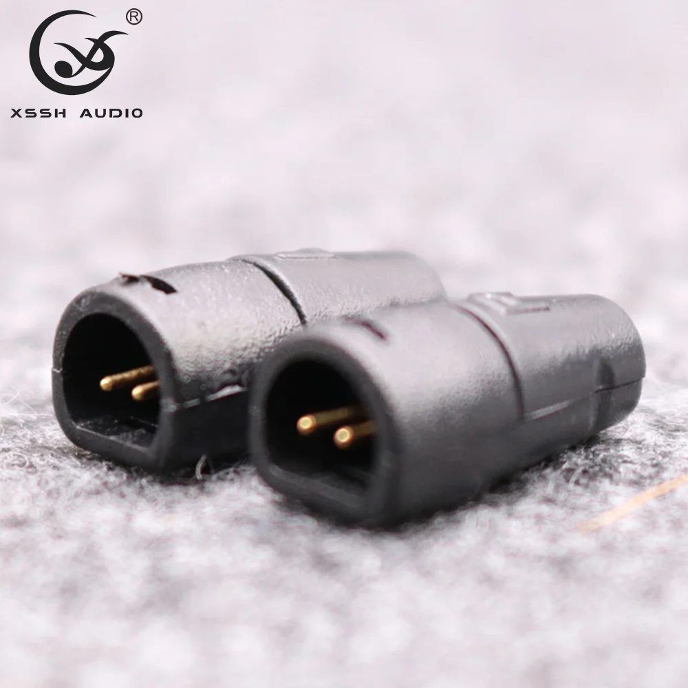 L R Headphone Plug Pins YIVO XSSH Audio HIFI OEM ODM Black Shell Brass Plated Gold 0.78mm 2 Pin Audio Jack Earphone Connector