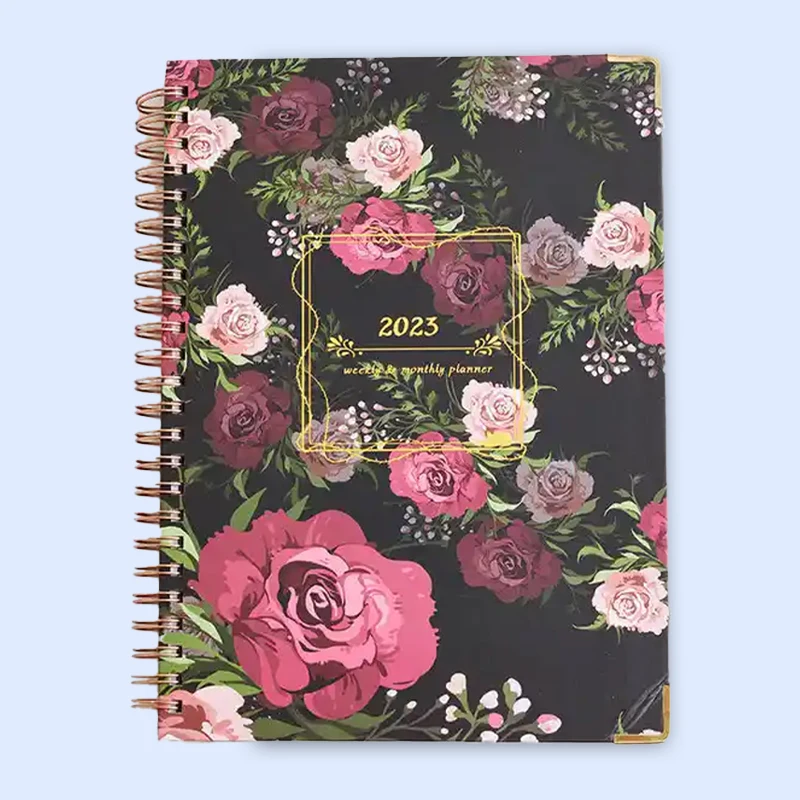 High cost performance cheap daily weekly monthly hardcover custom spiral planner notebooks