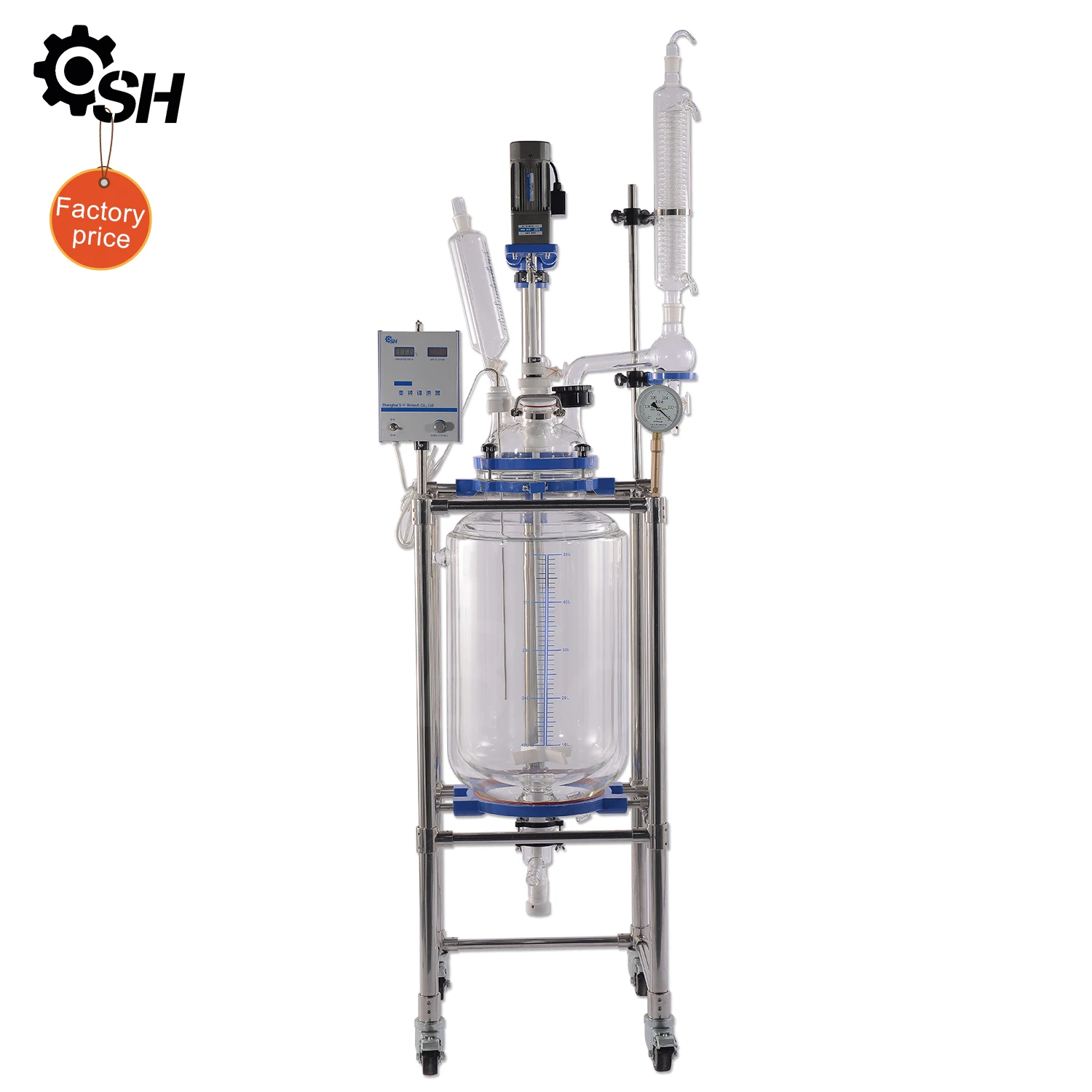 Hot Sale Anti Corrosion Industrial Chemical 50L Jacketed Glass Reactor