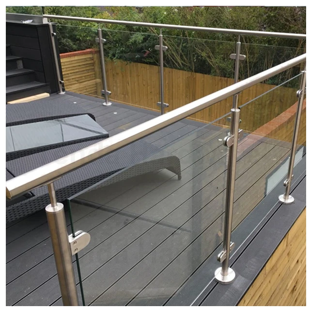 Top Quality tempered glass railing with stainless steel baluster for balcony