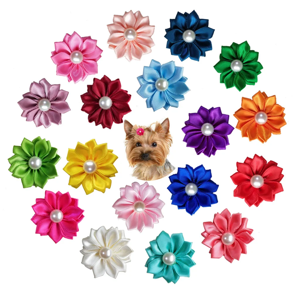 Floral Dog Hair Bow Pet Grooming Bow Factory Wholesale Christmas Opp Bag Fashion Hair Accessories Sustainable Winter Accessories