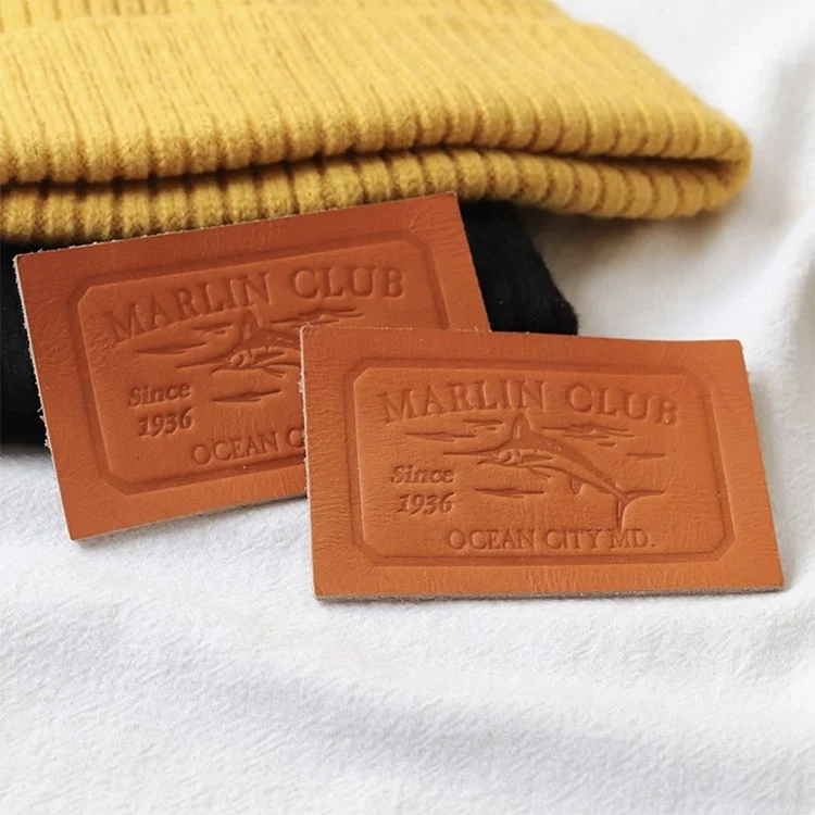 Custom Embossed Cow Leather Label Patch For Hats