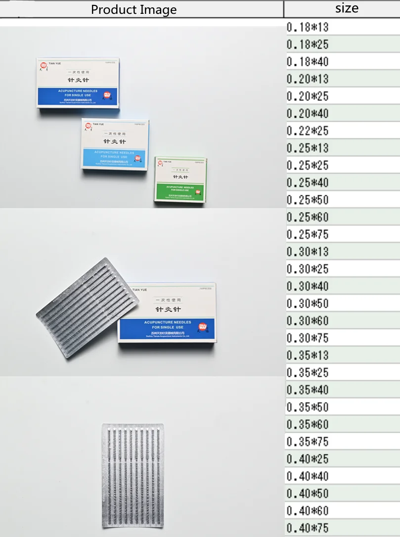 All Sizes Disposable Sterile Acupuncture Needle For Single Use Flat Handle Painless needles 13/25/40/50/60/75mm