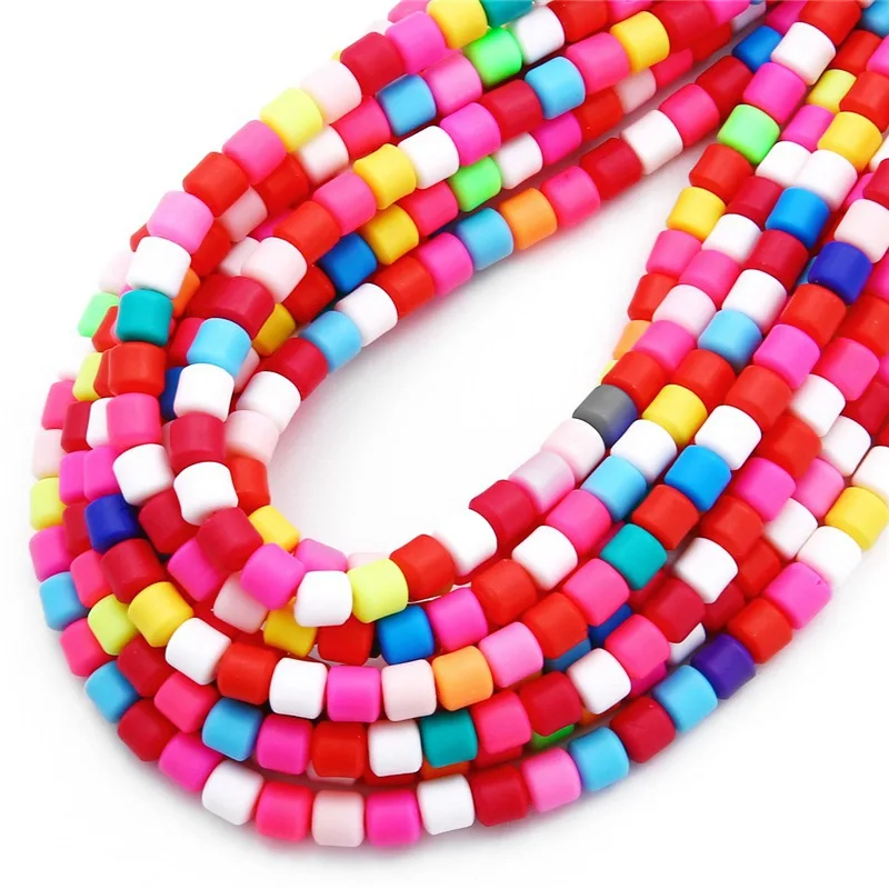 Wholesale 1 string  rainbow mixed   bucket polymer clay bracelet beads polymer clay disc 6mm jewelry making beads for kids woman