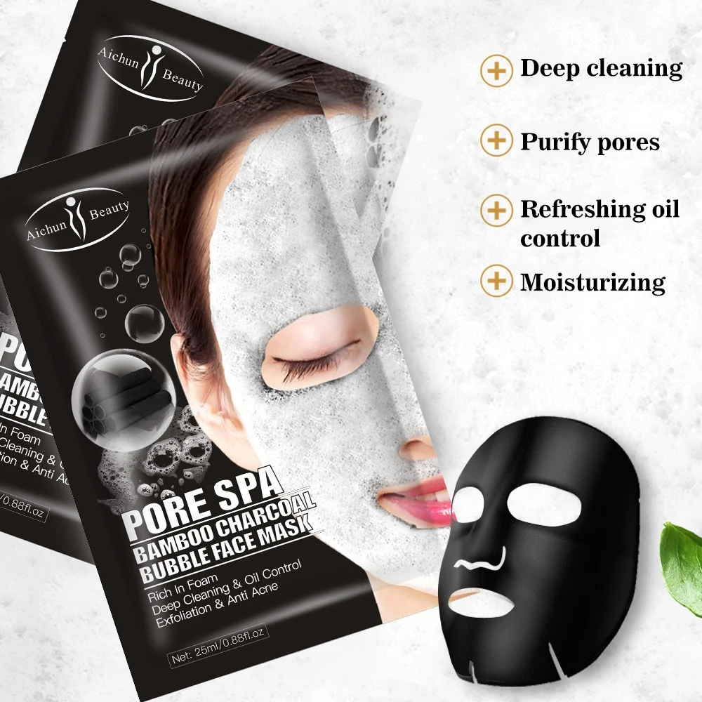 Deep Cleansing Oil Control Anti Acne Bamboo Charcoal Bubble Face Mask