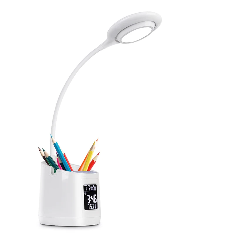 Study Reading Desk Lamp with Clock Calendar for Students Wireless Rechargeable Table Lamps