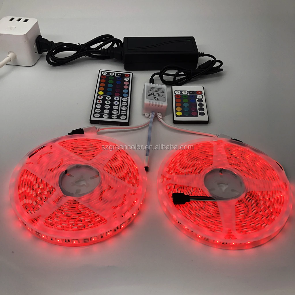 DC12V 5050 SMD RGB LED Strip 5m 150 LEDS 24 or 44 Key IR Remote Controller Color Changing PI65 Waterproof Led Strip Lights Kit