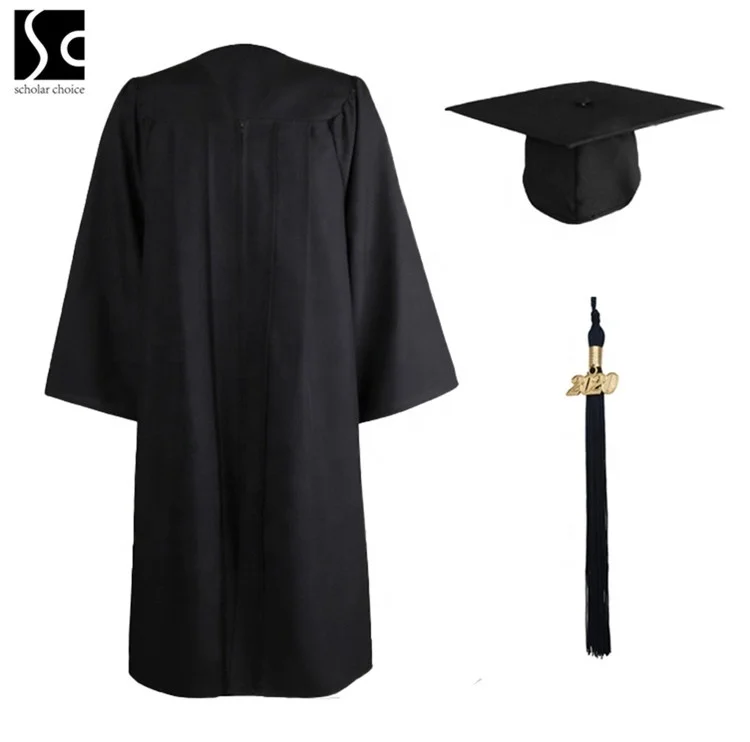 
Black Graduation cap and gown for school customized 