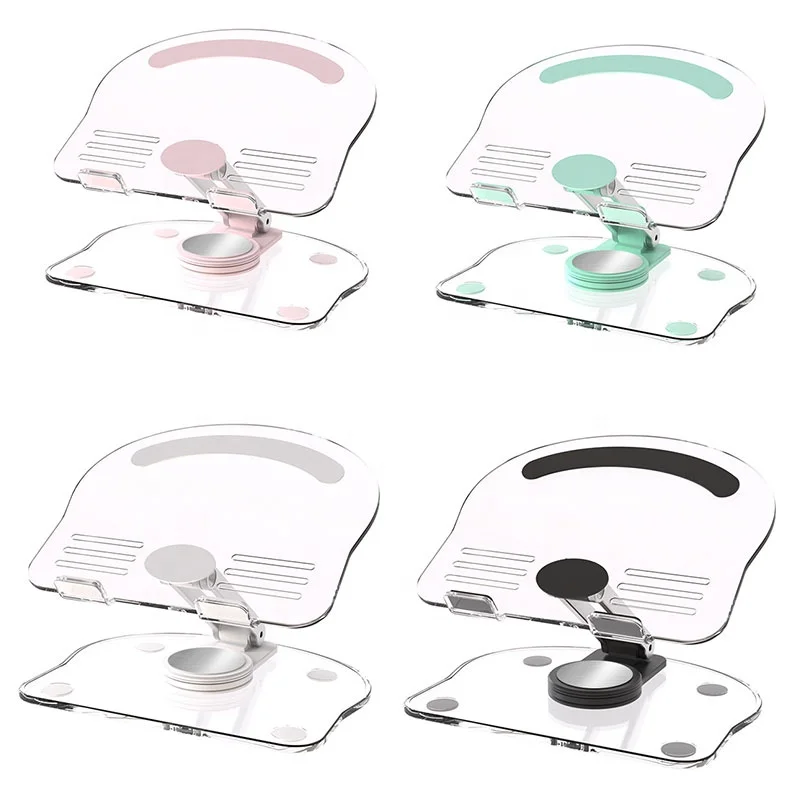 New Folding Tablet 360 Degree Rotating Adjustable Tablet Phone Stand Holder Acrylic Metal Item Style Clear Holder