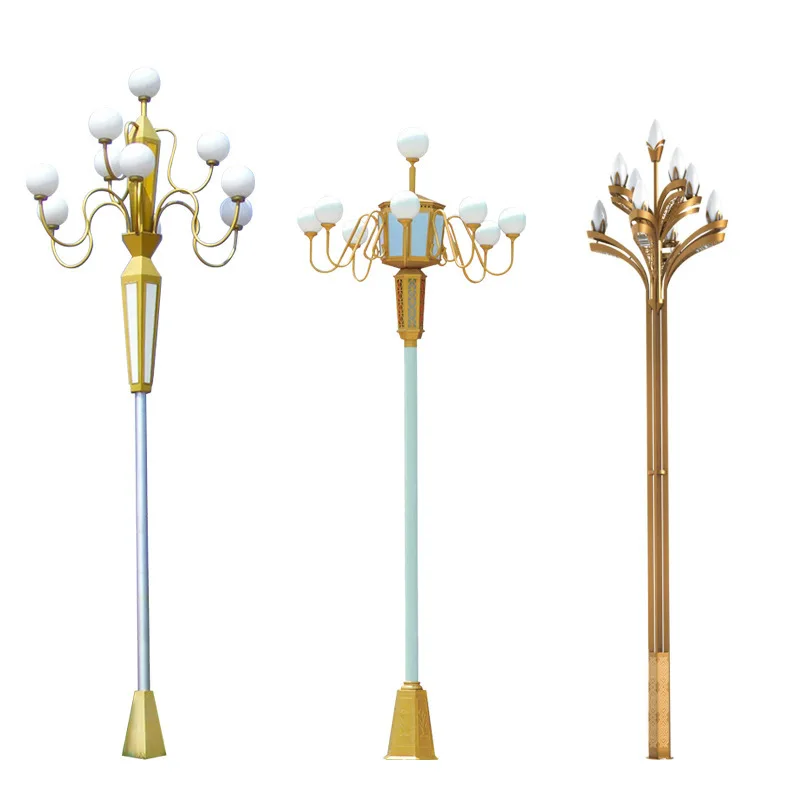 Waterproof IP65 Hot Dip Galvanized Light Pole Outdoor Street Lamp Antique Led Decorative  For Garden Lighting