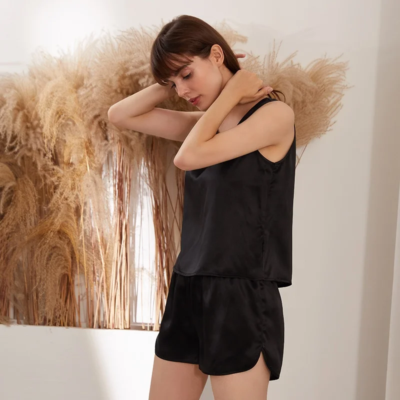 Женская пижама из 100% чистого шелка Ночная рубашка мини одежда для сна короткая ночная рубашка