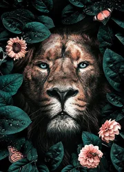 Panda Tiger Lion Jungle Wild Animal Art Canvas Painting Poster and Print Cuadro Wall Art for Living Room Home Decor (No Frame)