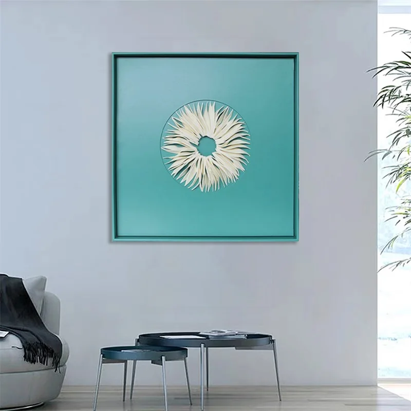 JZ Modern Framed Mixed Media Art Handmade Soft Clay Home Decor Painting 3D Wall Decoration