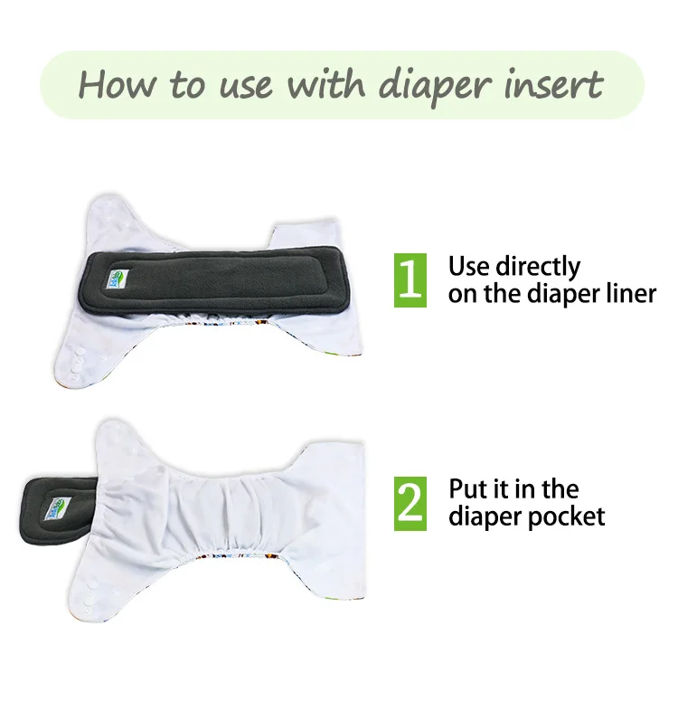 Super Soft Absorbent Baby Cloth Nappy Inserts 4 Layer Bamboo Charcoal Inserts 35X13.5cm For Diapers