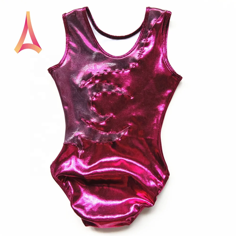 Double-layer Flame-paneled Berry Pink Leotard Gymnastics Leotard for girls