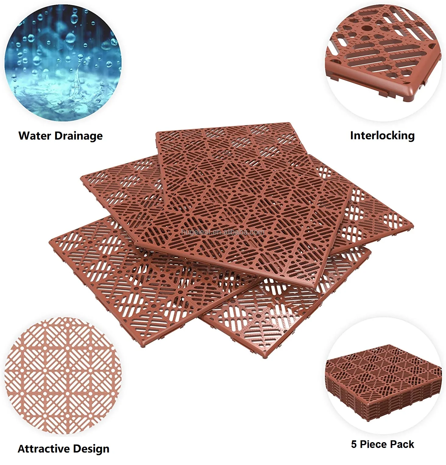 DIY Anti-Slip Interlocking Plastic Tile for Garden Patio Balcony Deck Walkway Outdoor Landscaping Pathway