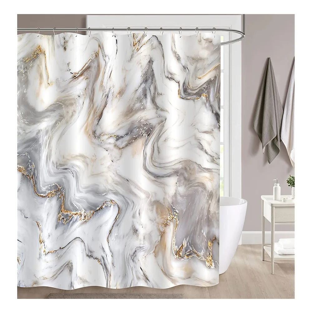 Лидер продаж Amazon, пользовательские украшения, 3D цифровая печать, дизайнерские водонепроницаемые шторы для ванной комнаты, низкая цена MOQ