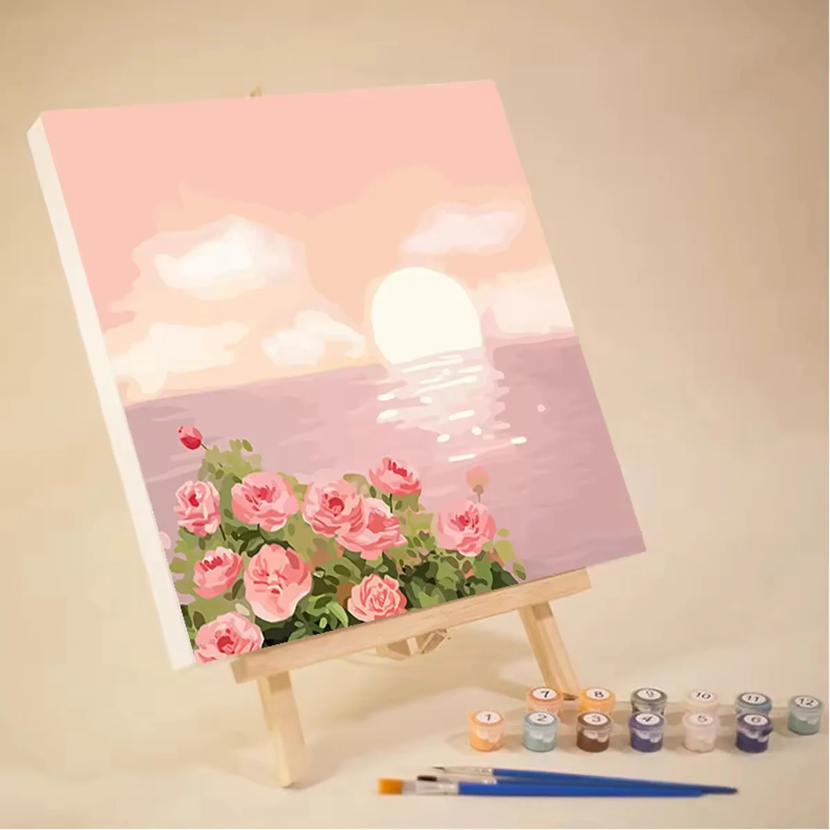 2023  Wholesale Customized Kids Paint By Numbers DIY Digital Oil Painting 20x20cm Popular Cartoon Inner Frame