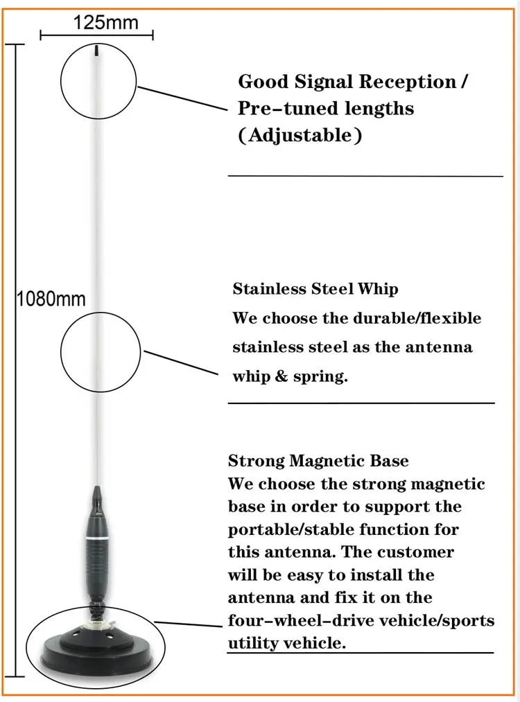 Outdoor CB mobile whip stainless steel 770S antenna
